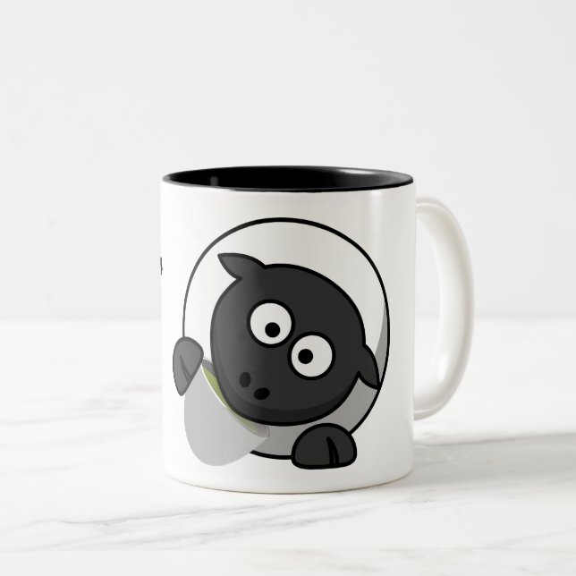 2 Couleurs « Bonjour » tasse avec le mouton (Devant droit)