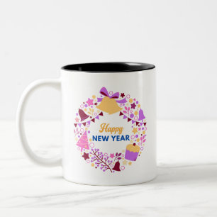 2 Couleurs bonne nouvelle année conception de tasse