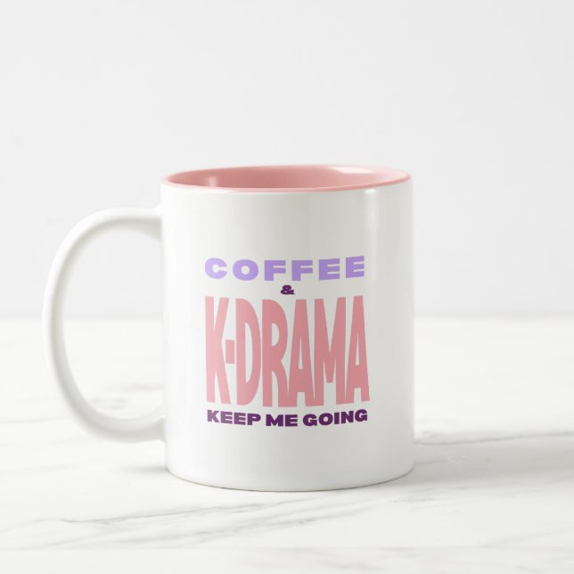 2 Couleurs Cadeau Tasse à Café Amoureux de Kdrama Typographie (Gauche)