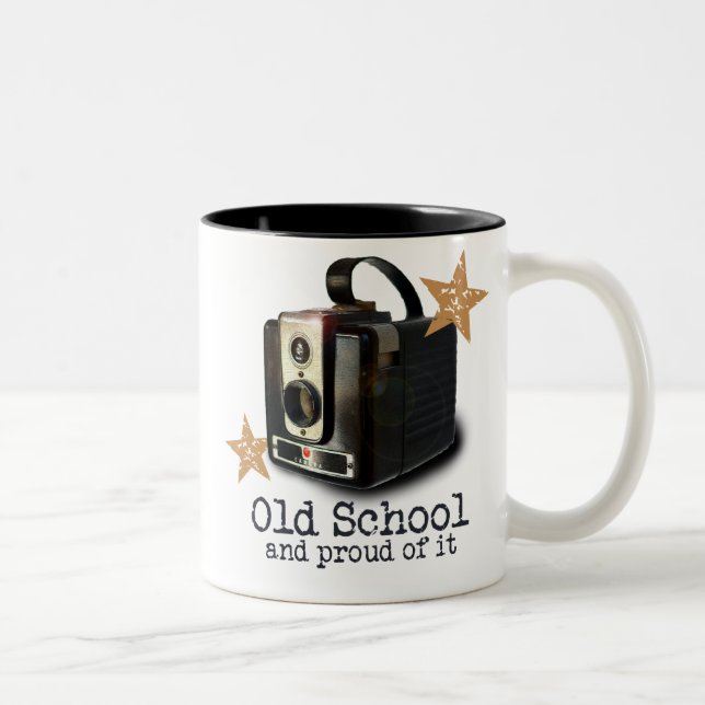 2 Couleurs Caméra antique Vieux-Scolaire tasse (Droit)