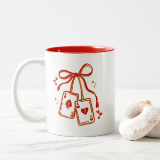 2 Couleurs Cartes à jouer Saint-Valentin 6 7 Tasse | Carte d'