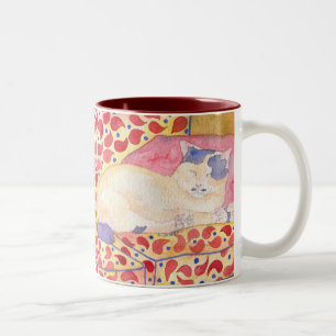 2 Couleurs Chat coloré sur la tasse de sofa