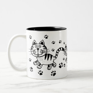 2 Couleurs Chat et tasse mignons d'empreintes de pattes