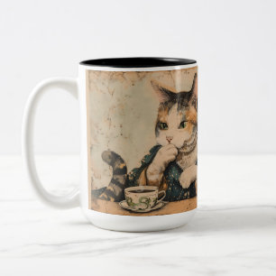 2 Couleurs Chateau japonais vintage avec une tasse de thé