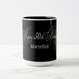 2 Couleurs Cinquantième tasse heureuse personnalisée de feu