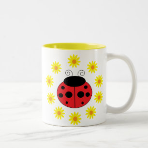 2 Couleurs Coccinelle et tasse de marguerites