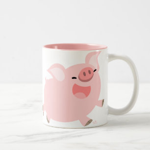 2 Couleurs Cochon de dessin joyeux teuse tasse personnalisée