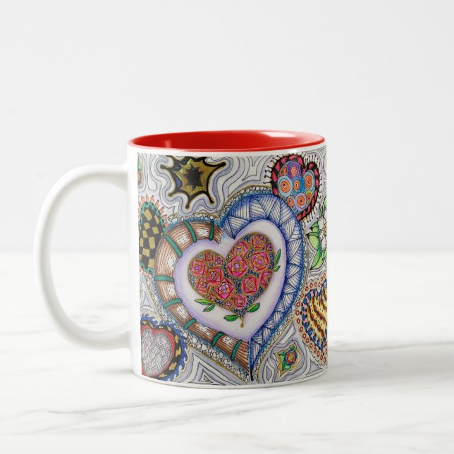 2 Couleurs Coeurs et tasse de fleurs (Gauche)
