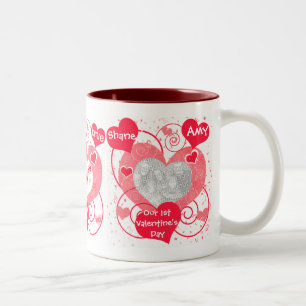 2 Couleurs Coeurs tasse faite sur commande de photo d'amour