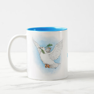 2 Couleurs Colombe de paix et tasse de souris