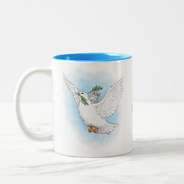 2 Couleurs Colombe de paix et tasse de souris (Gauche)