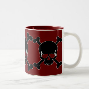 2 Couleurs Crâne et tasse d'os croisés
