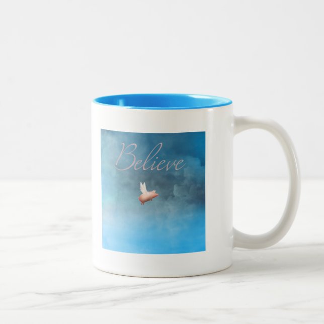2 Couleurs croire quand les cochons volent de la tasse (Droit)