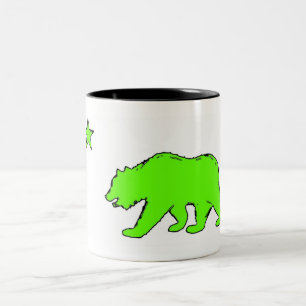 2 Couleurs Drapeau californien neon vert ours tasse à café