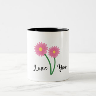 2 Couleurs Élégante tasse avec fleurs marguerites roses conce