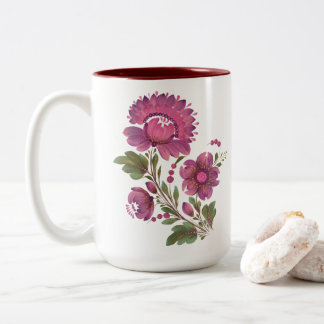 2 Couleurs Élégante tasse en céramique d'art populaire floral