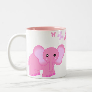 2 Couleurs Éléphant de bébé et tasse roses mignons de