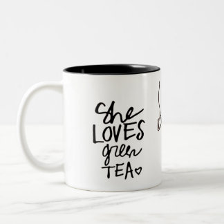 2 Couleurs elle aime la tasse de thé vert