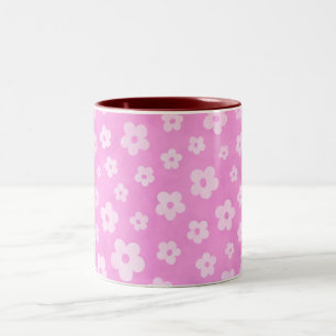 2 Couleurs Fleurs roses et blanches café et tasse de thé