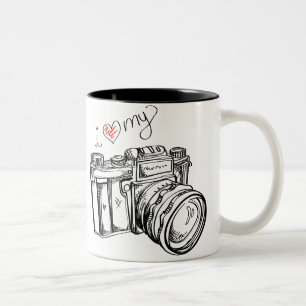 2 Couleurs I coeur ma tasse de café noire et blanche