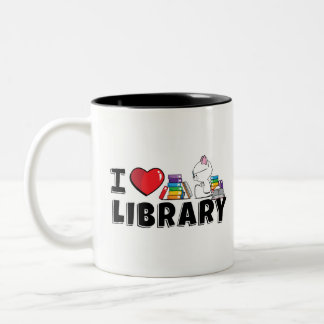2 Couleurs I tasse de bibliothèque de coeur
