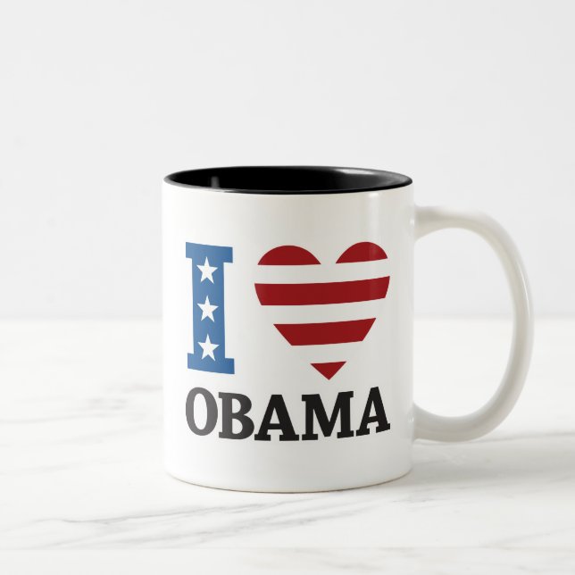 2 Couleurs J'aime la tasse d'Obama (Droit)