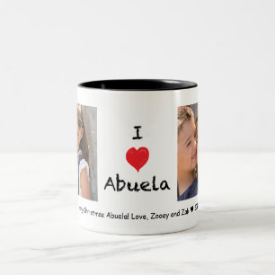 2 Couleurs J'aime la tasse personnalisable de photo d'Abuela