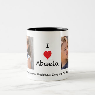 2 Couleurs J'aime la tasse personnalisable de photo d'Abuela