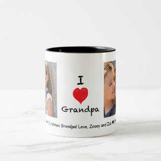 2 Couleurs J'aime la tasse personnalisable de photo du
