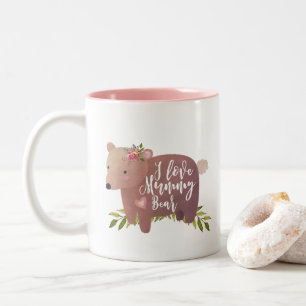 2 Couleurs j'aime le jour de mères mignon de tasse d'ours de