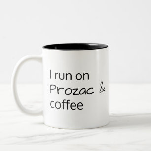 2 Couleurs Je cours sur la tasse de café de Prozac