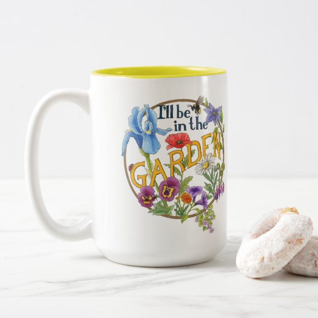2 Couleurs Je serai dans la tasse du jardin (Avec donut)