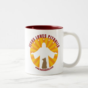 2 Couleurs Jésus aime la tasse de Pitbulls