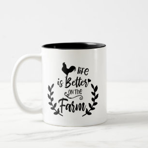 2 Couleurs La vie est meilleure sur la tasse d'art de mot de