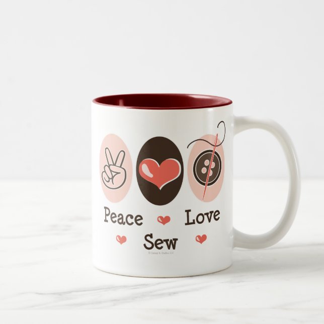 2 Couleurs L'amour de paix cousent la tasse de couture (Droit)