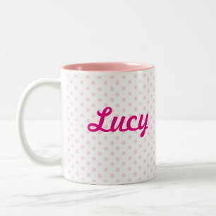 2 Couleurs Le point de polka rose de LUCY de ♥ de TASSE de