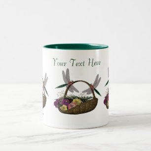 2 Couleurs Libellules sur la tasse de café de panier de fleur