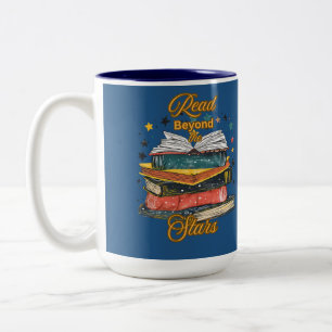 2 Couleurs Lire au-delà des étoiles Tasse de café pour amateu
