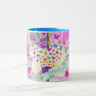 2 Couleurs Merci - papillon - tasse