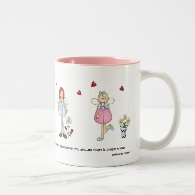 2 Couleurs Mon coeur est toujours là tasse d'anges (Droit)