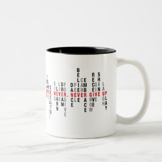 2 Couleurs N'abandonnez jamais la tasse, tasse de citation,