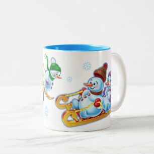 2 Couleurs Nom de coutume de tasse de personnes de neige du