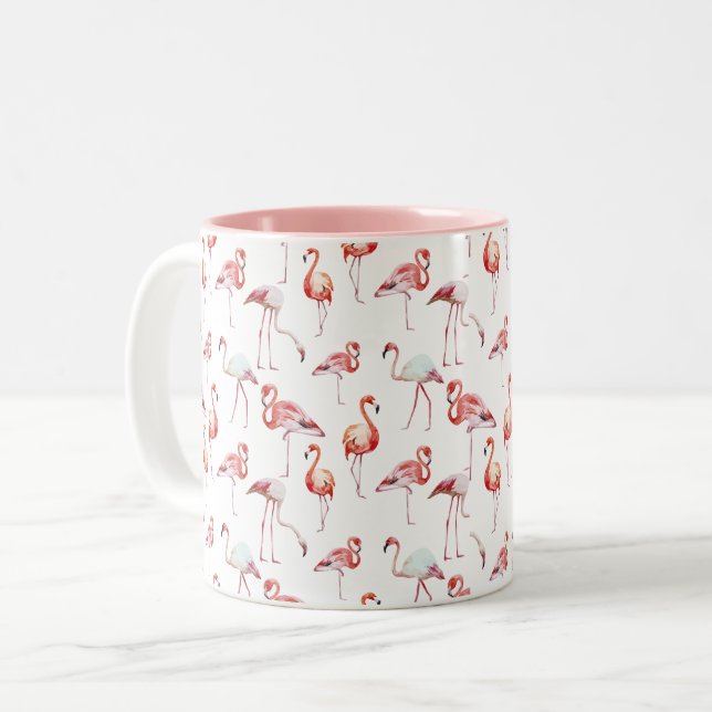2 Couleurs NOUVELLE tasse russe de "фламинго" de Flamant rose (Devant gauche)