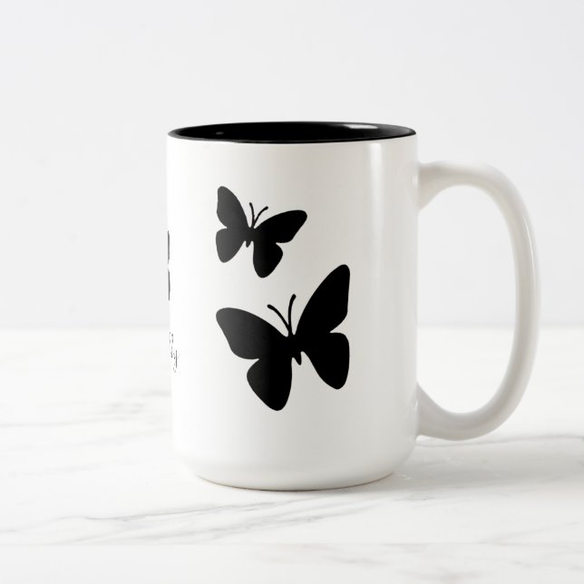 2 Couleurs Papillons noirs - tasse (Droit)