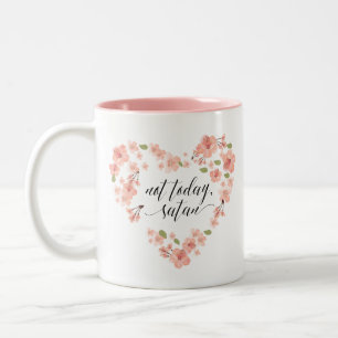 2 Couleurs Pas aujourd'hui tasse drôle de fleur de Satan