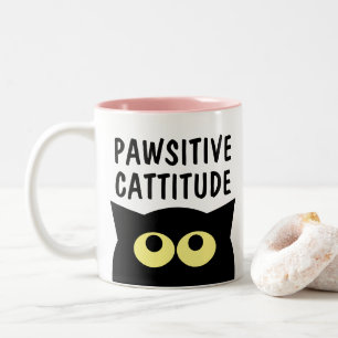 2 Couleurs Pawsitive Cattitude drôle chat dessin animé tasse 