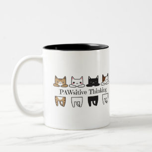 2 Couleurs PAWsitive pensant - tasse de meme de chat