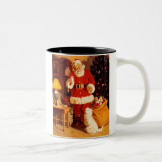 2 Couleurs Père Noël mangeant le lait et la tasse de biscuits