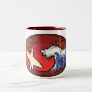 2 Couleurs Plage de surfer scène artistique café tasse