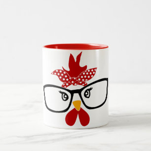 2 Couleurs Poulet avec verres, tasse à café